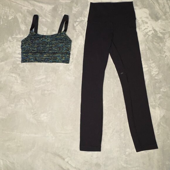 EXCELLENT Lot of 2 Lululemon High Time Pant 25" Leggings 2 Both Way Sports Bra 4 - Picture 1 of 13